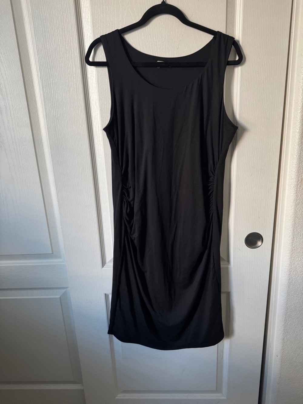 Heart Hips Women’s Black Ruched Bodycon Midi Dress XL Sleeveless